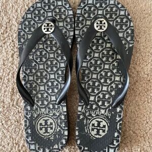 Tory Burch Black and Gray Flip Flops